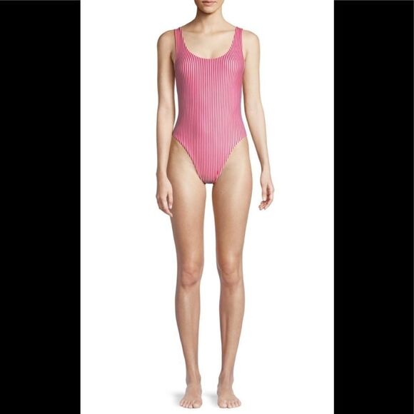 New. WILDFOX red stripe swimsuit. Small. Retail $178 - Picture 6 of 7